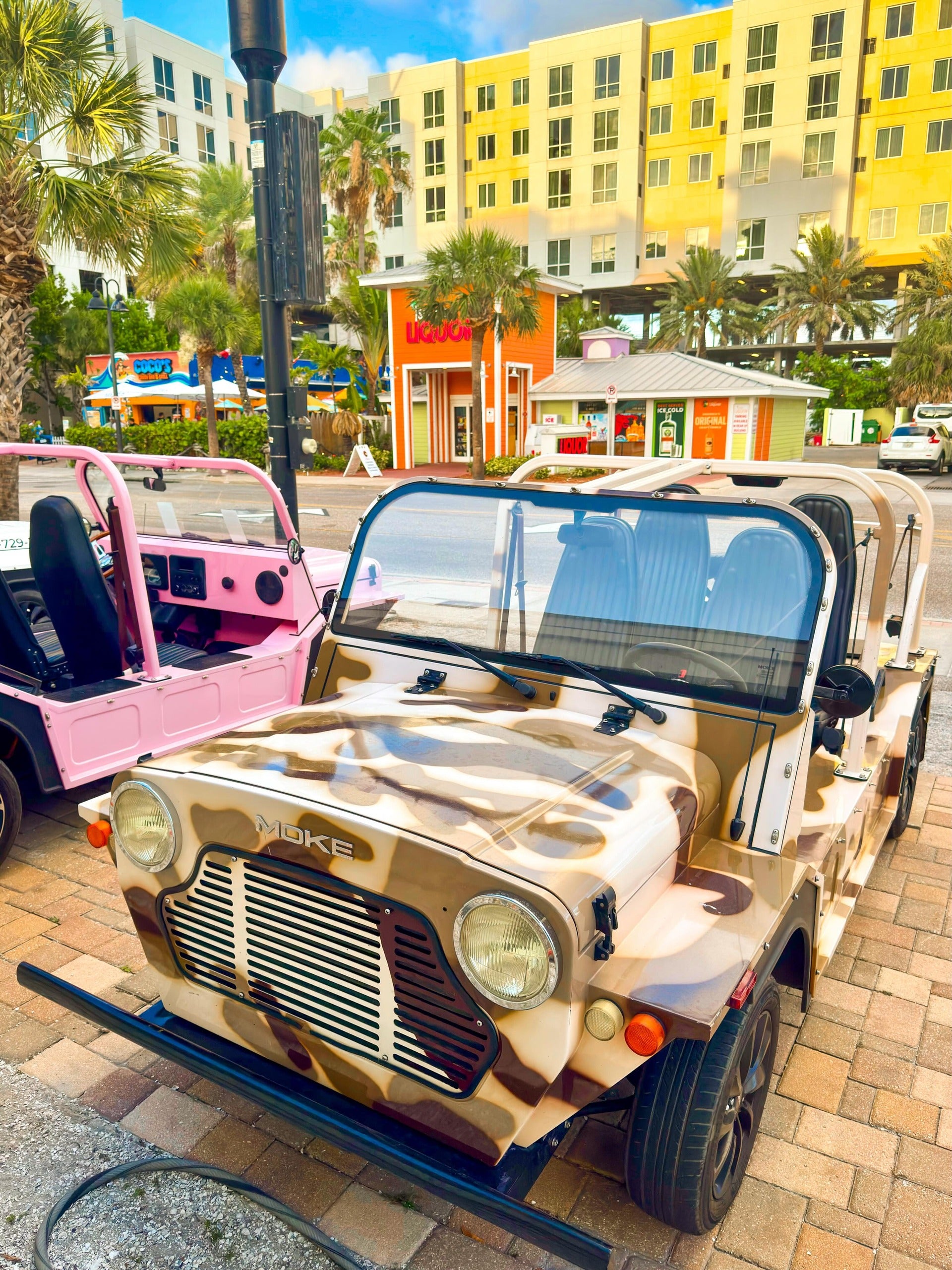 A Moke parked by the beach on the Florida coast